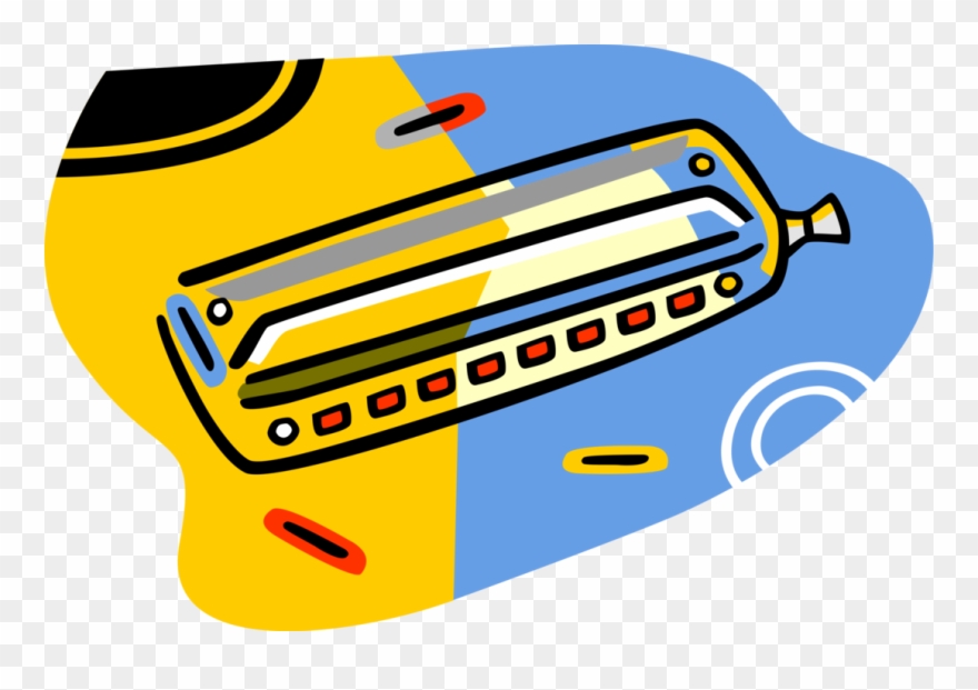 Vector Illustration Of Harmonica Mouth Organ Free Reed - Free Reed Aerophone Clipart