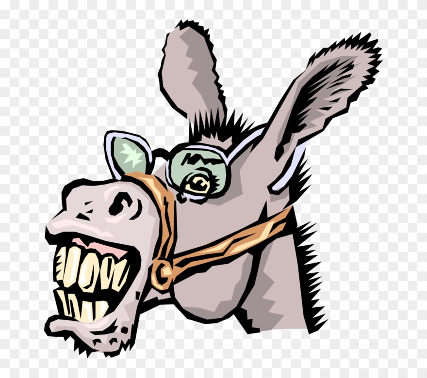 Vector Illustration Of Neighing Jackass Donkey With - Praise The Donkey Lord Clipart