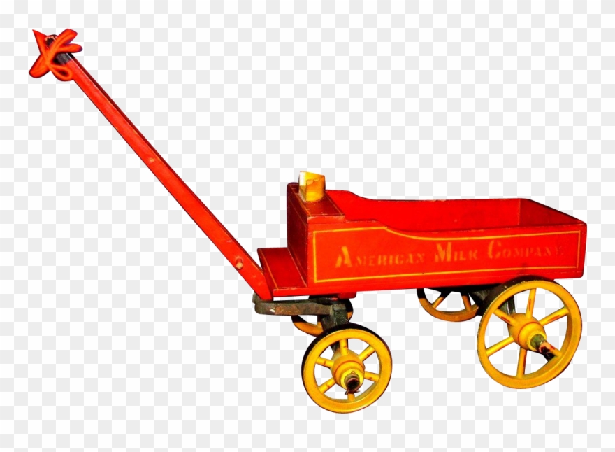 Large Antique 19th Century Wooden American Milk Co - Cart Clipart