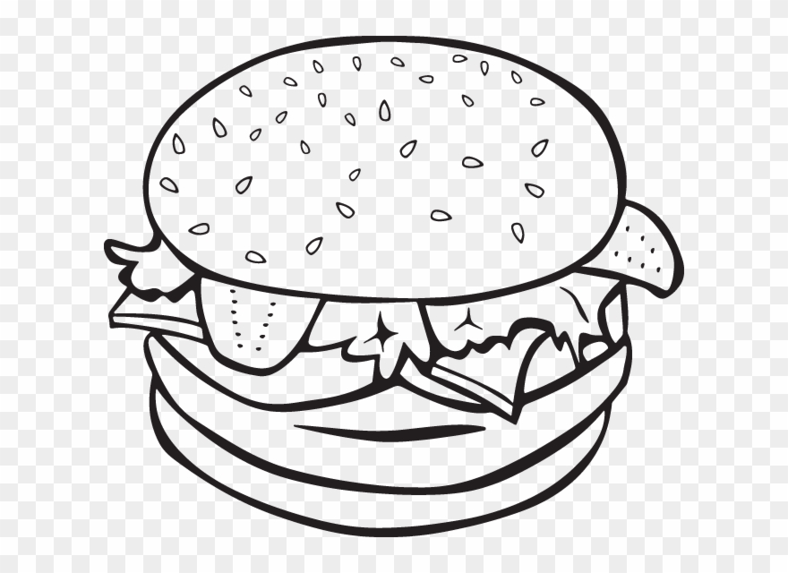 Burger And Bun - Food Clipart Black And White Png Transparent Png