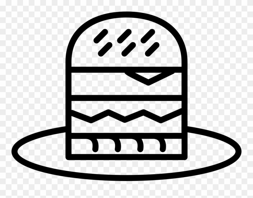 Burger Cartoon Outline On A Plate Comments - Hamburger Clipart