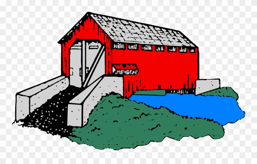 Farm Show Covered Bridge - Illustration Clipart