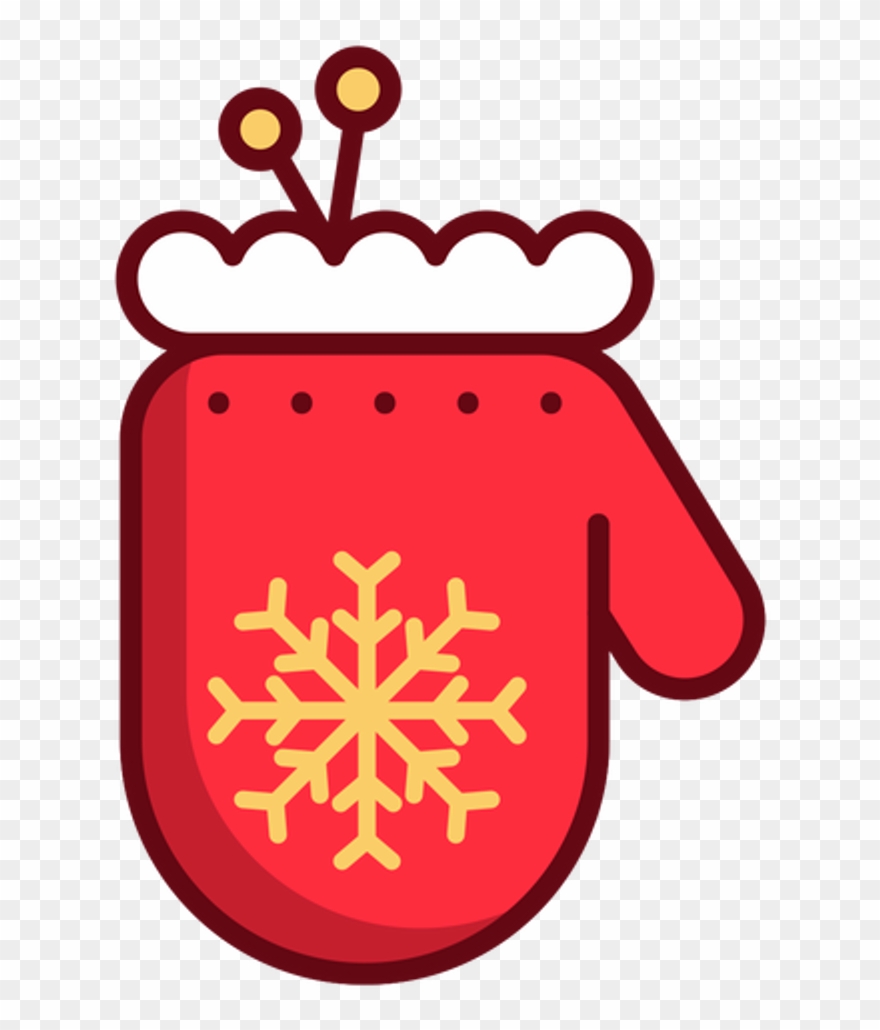 Christmas Newyear Red Yellow Snowflake Glove Clipart