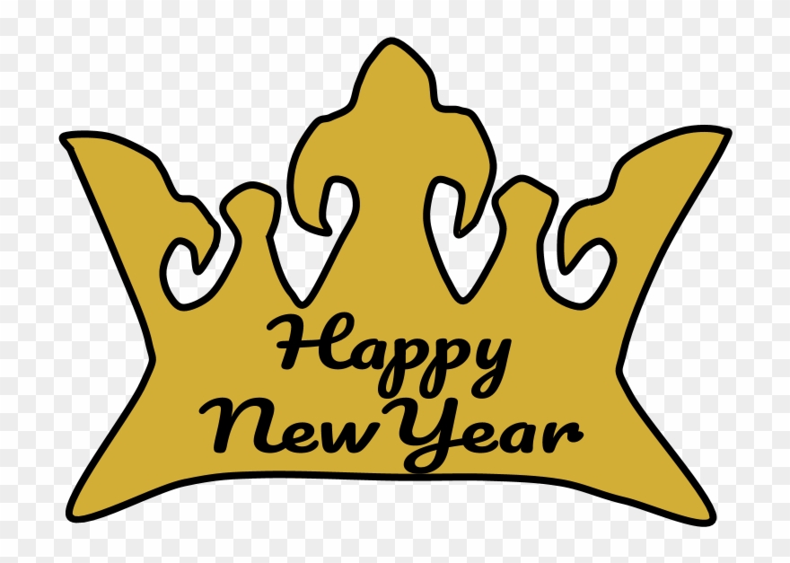 Crown, Gold, Happy New Year Lettering - New Year Clipart