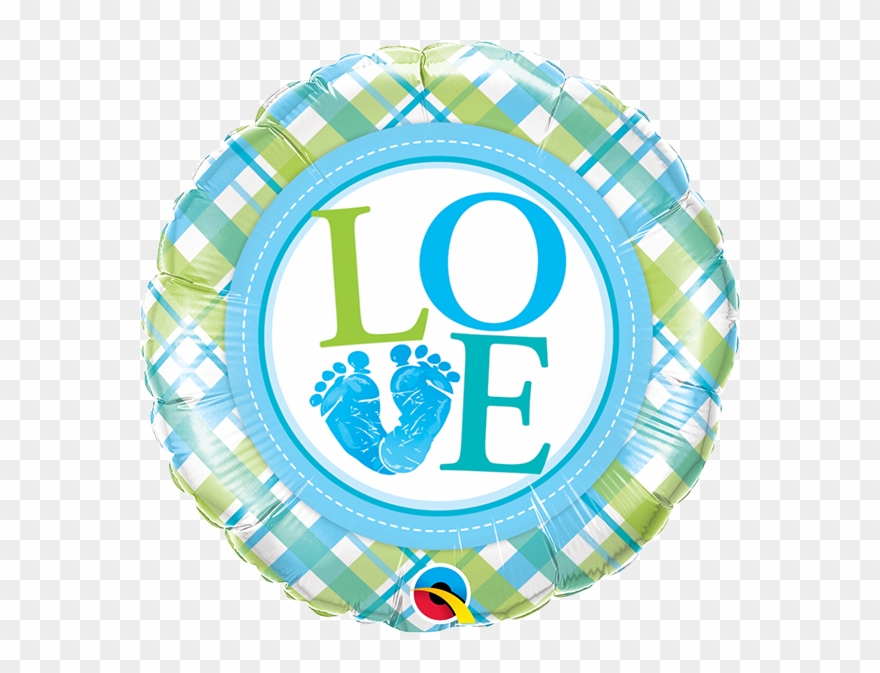 Qualatex 18 Inch Round Foil Balloon - Baby Boy Feet Clipart