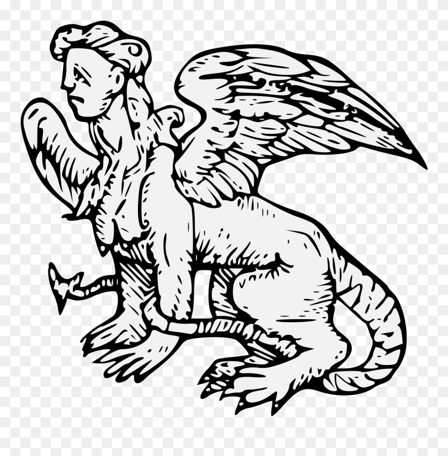Clip Art Royalty Free Traceable Heraldic Art Sejant - Sphinx Greek - Png Download