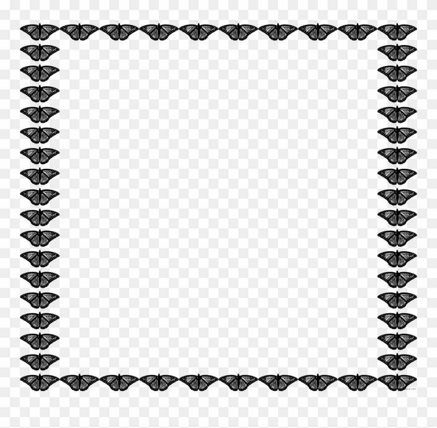 Butterfly Frame Animal Free Black White Clipart Images - Butterfly Border Clip Art - Png Download