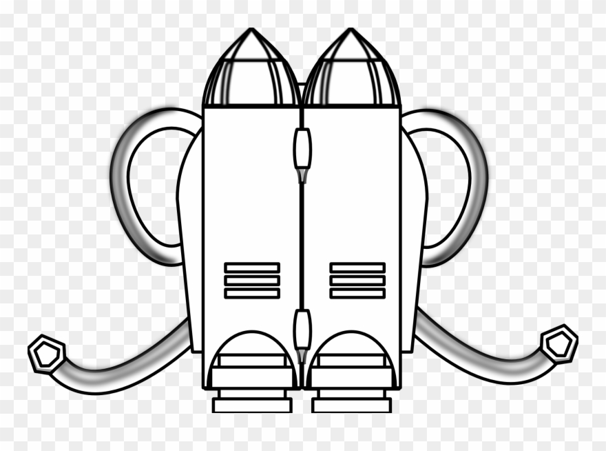 Black And White Jet Outline Clipart - Jet Pack Clip Art - Png Download
