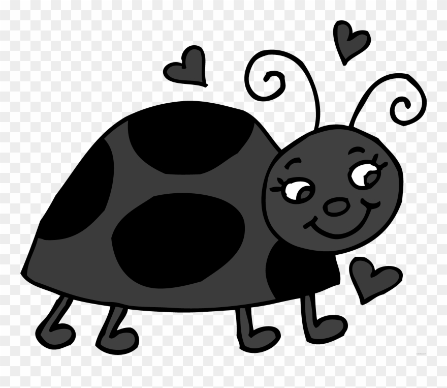 Cute Ladybug Animal Free Black White Clipart Images - Clip Art Lady Bug - Png Download
