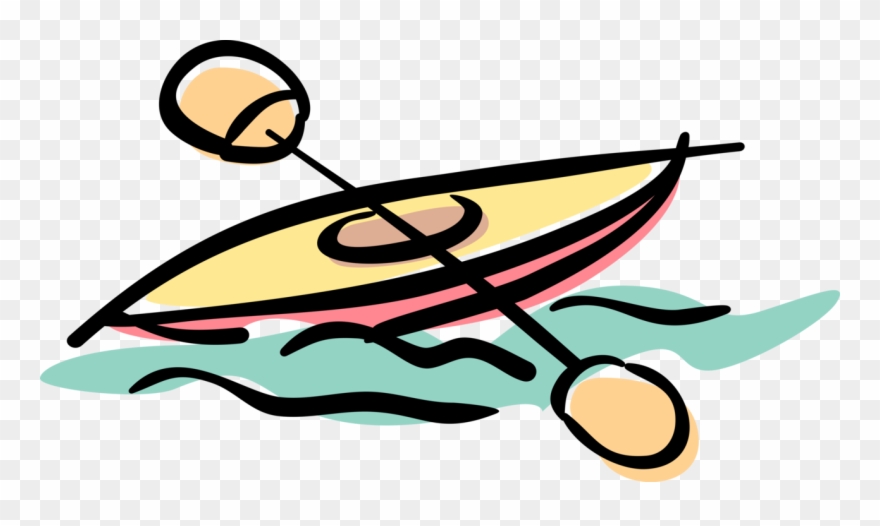 Kayaker Kayaks Rapids With Paddle Image Of - Canoe Cartoon Drawing Clipart