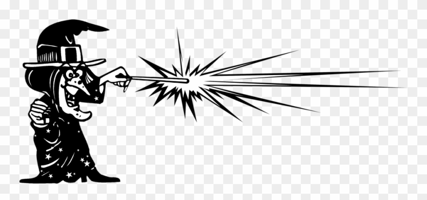 Clip Black And White Download Wand Clipart Black And - Witch With A Wand - Png Download