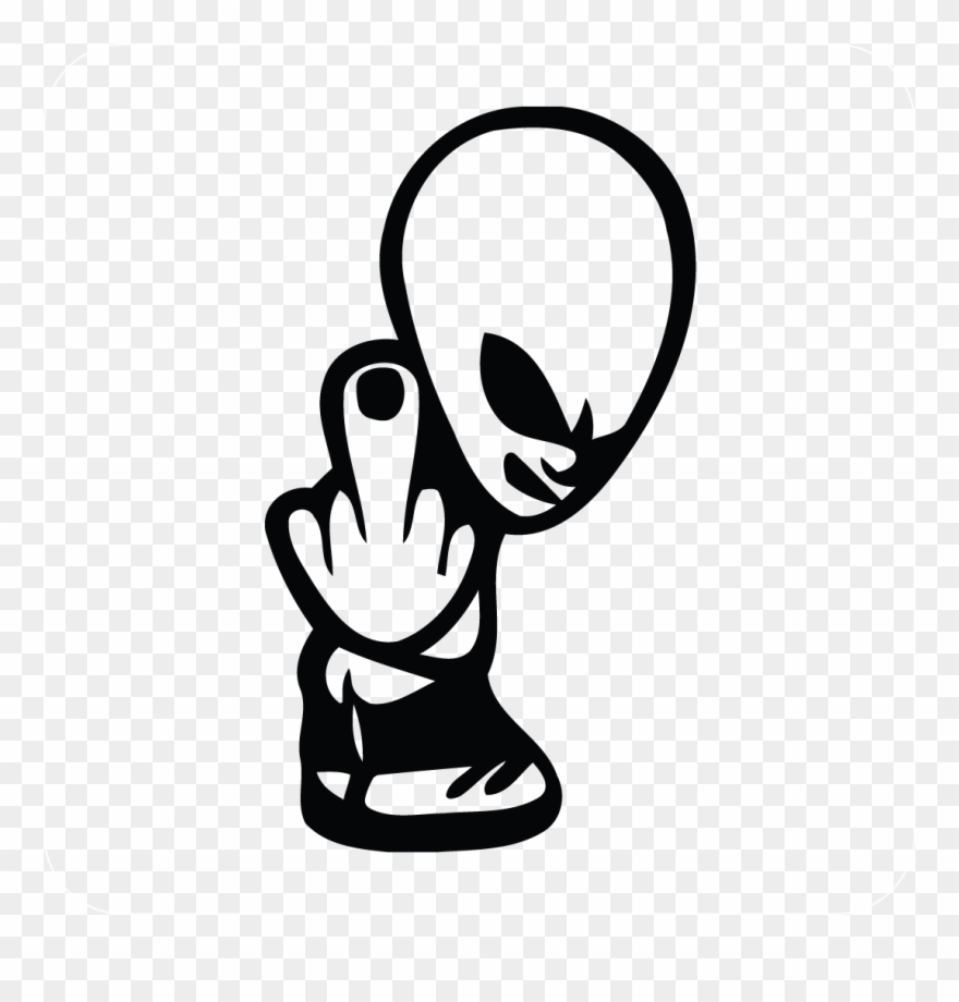 Alien Middle Up Decal Photomal Com - Alien With Middle Finger Clipart