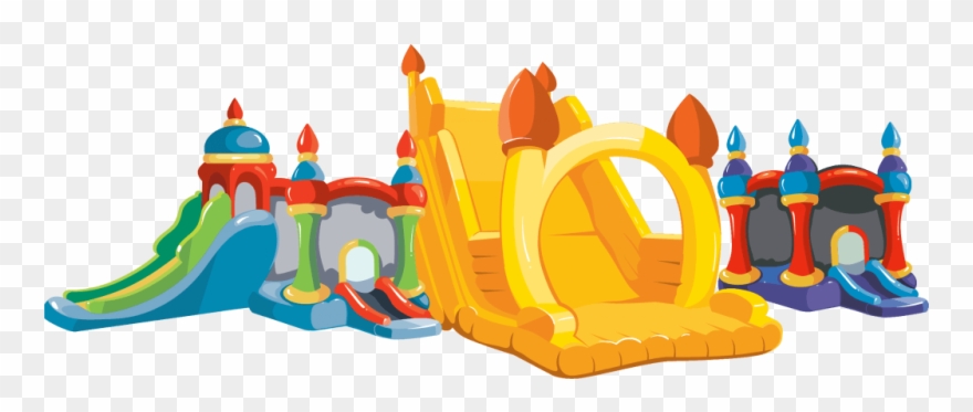 Multiple Bounce House Vector Art - Inflatable Castle Clipart