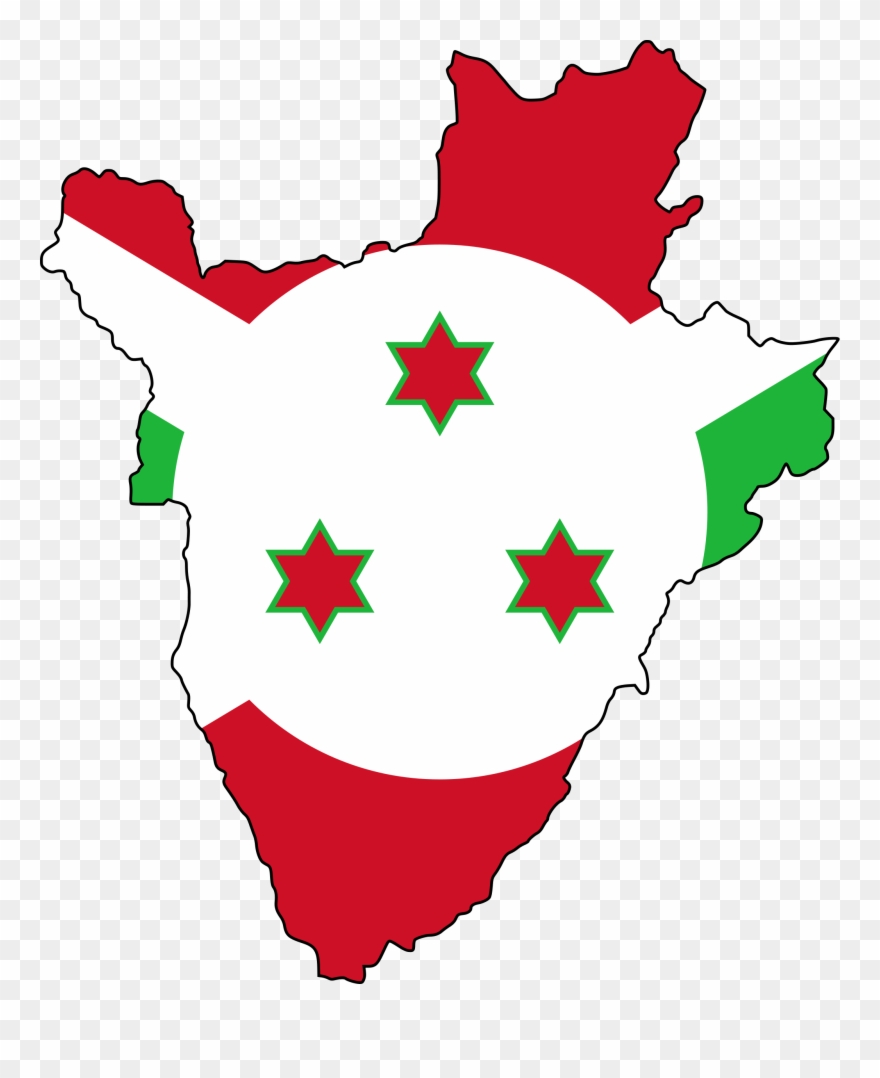 Flag Map Of Burundi - Burundi Map And Flag Clipart