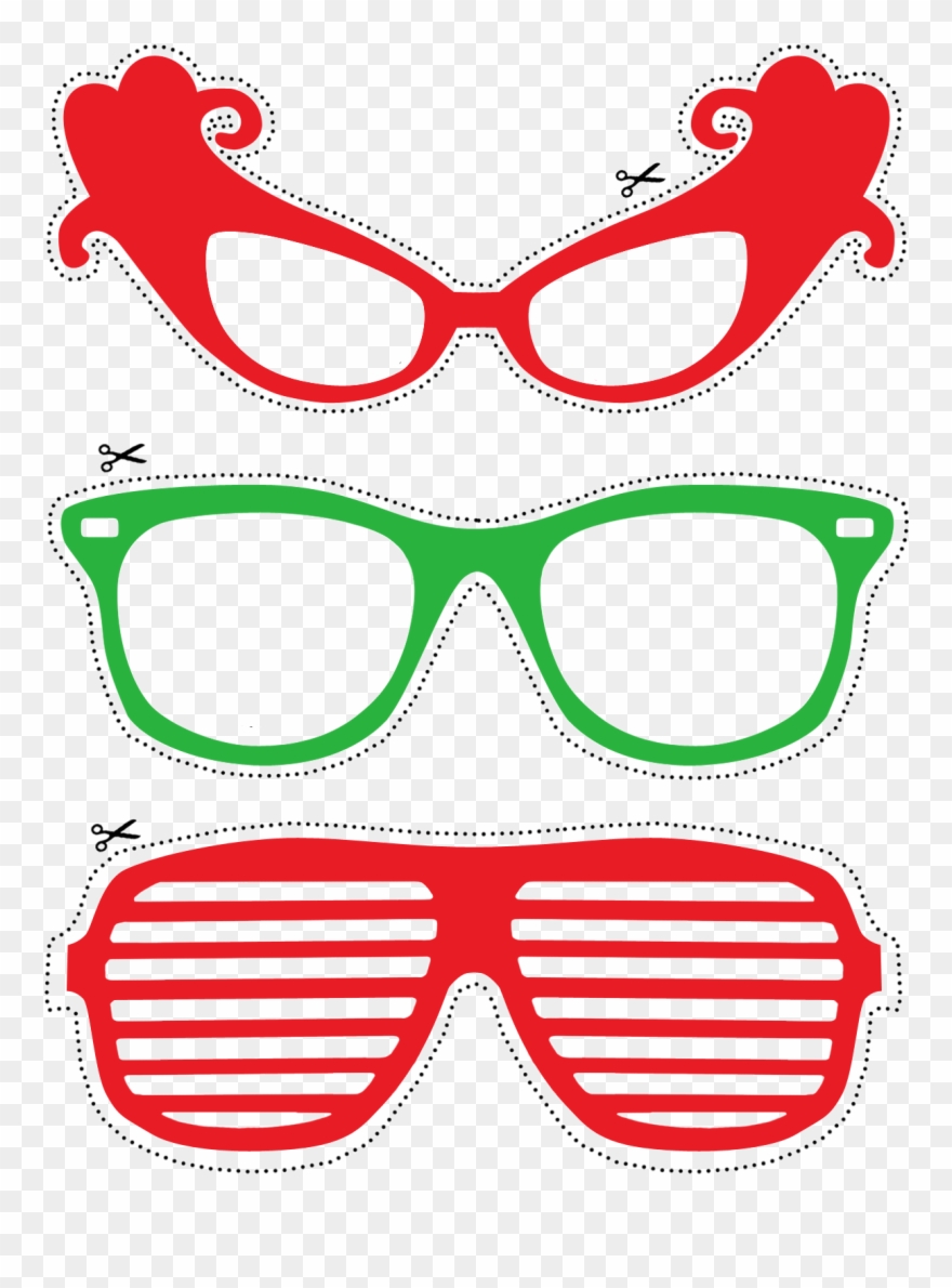 Photo Booth Props Red And Green Glasses Free Printable - Free Sunglasses Svg Files Clipart