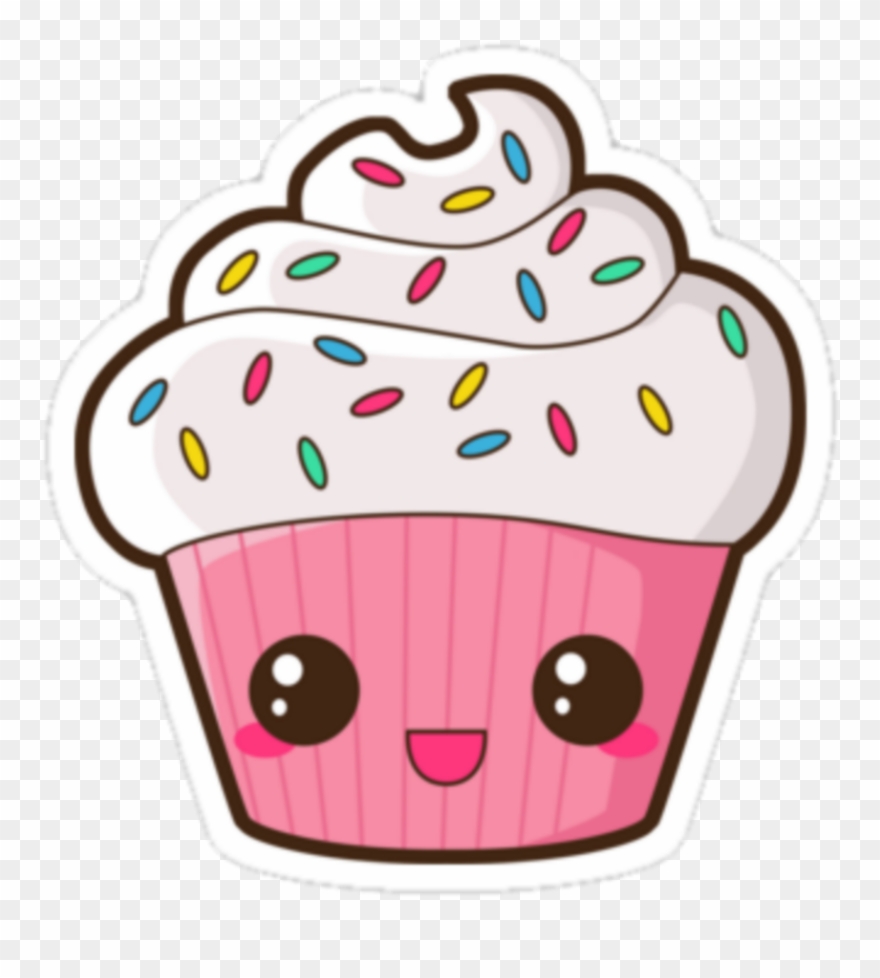 Kawaii Pink Cupcake Dessert Face - Dibujos De Cupcakes Kawaii Clipart
