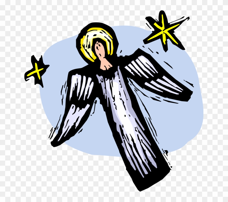 Vector Illustration Of Christian Spiritual Angel With - Illustration Clipart