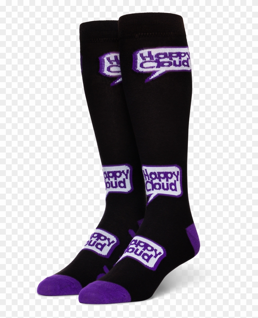 Happy Cloud Black Knee High Socks - Sock Clipart