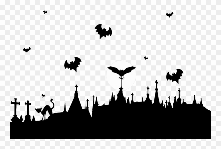 Graveyard And Flying Bats - Thirsty Dog Barktoberfest Clipart