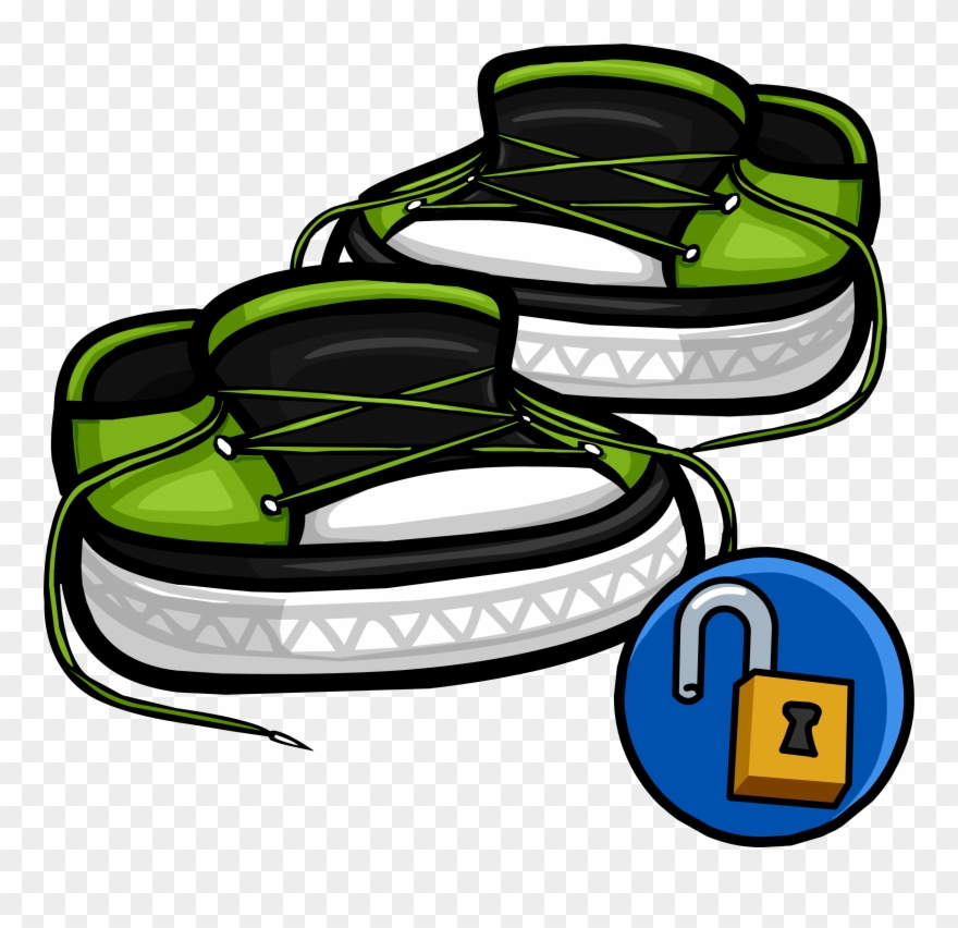Green Untied Sneakers - Club Penguin United Sneakers Clipart