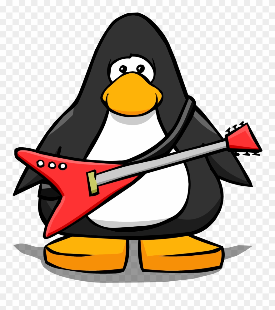 Red Electric Guitar Pc - Penguin With Top Hat Clipart