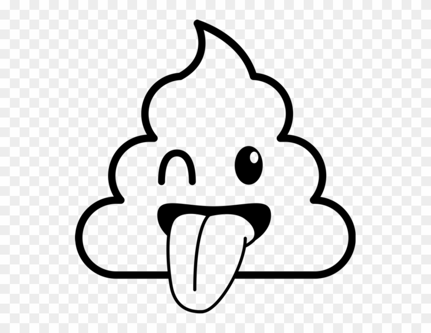 Sticking Tongue Out Poop Emoji Rubber Stamp Emoji Stamps - Poop Emoji Black And White Clipart