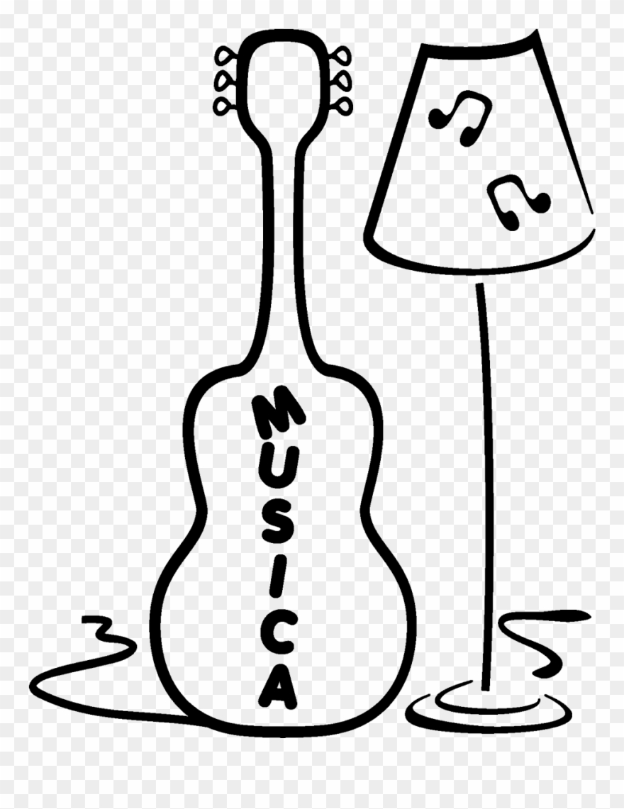 Vinilo Lámpara Con Guitarra Musical - Vinilo Decorativo Lámpara Con Guitarra Musical Clipart