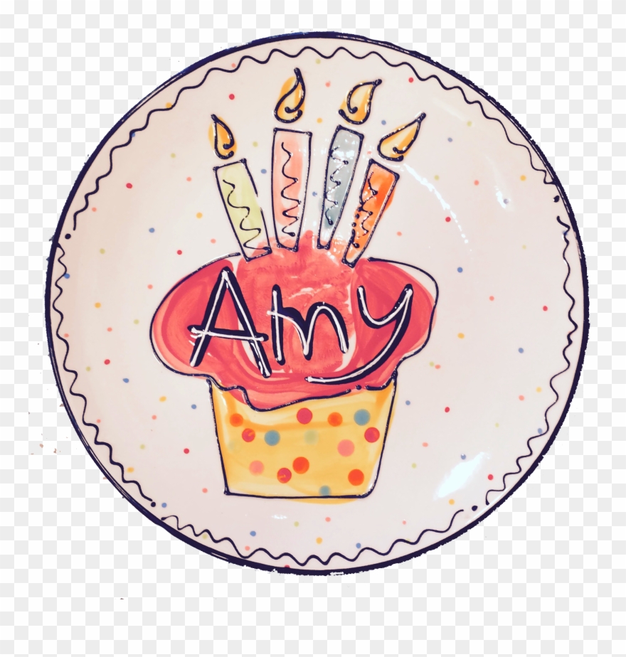 Make It Monday Hand Painted Cupcake Birthday - Ceramic Clipart