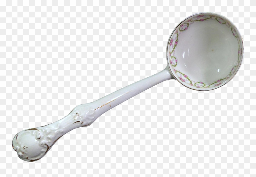 Antique Ironstone Soup Ladle 19th Century Rose Swags Clipart