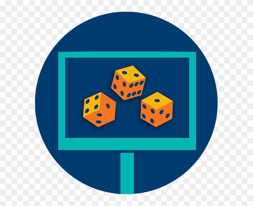 A Monitor Displays Three Dice In A Random Pattern Showing Clipart