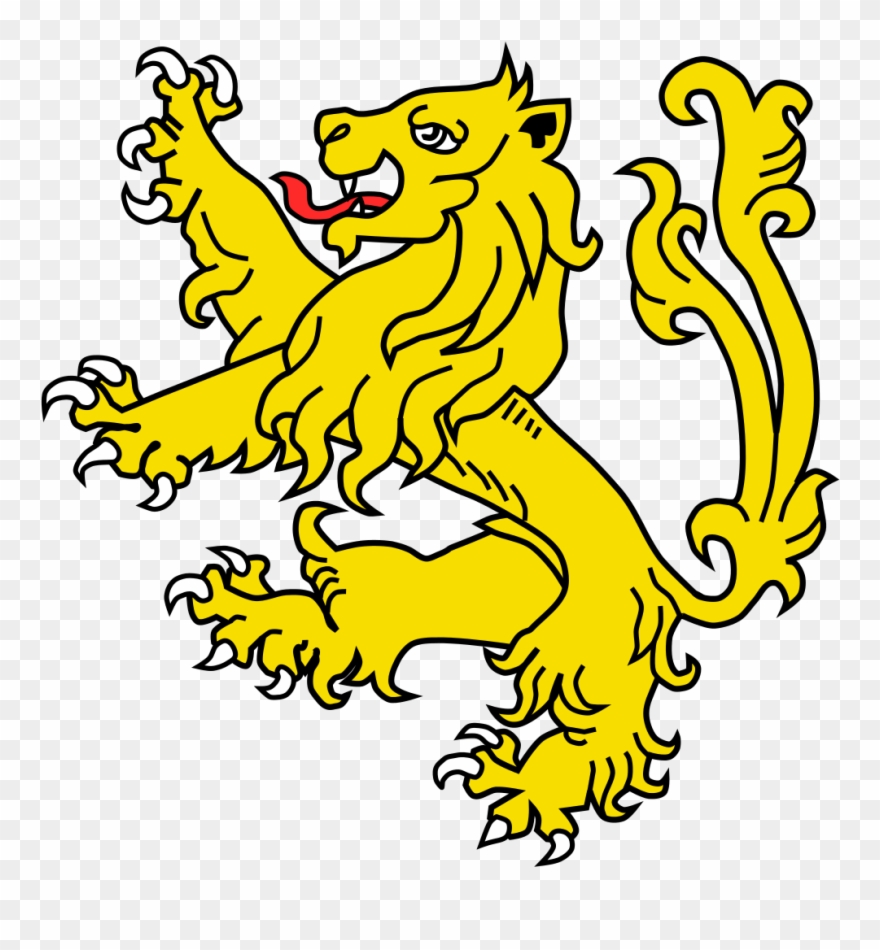Lion Rampant Queue Fourche - Coat Of Arms Lion Rampant Clipart
