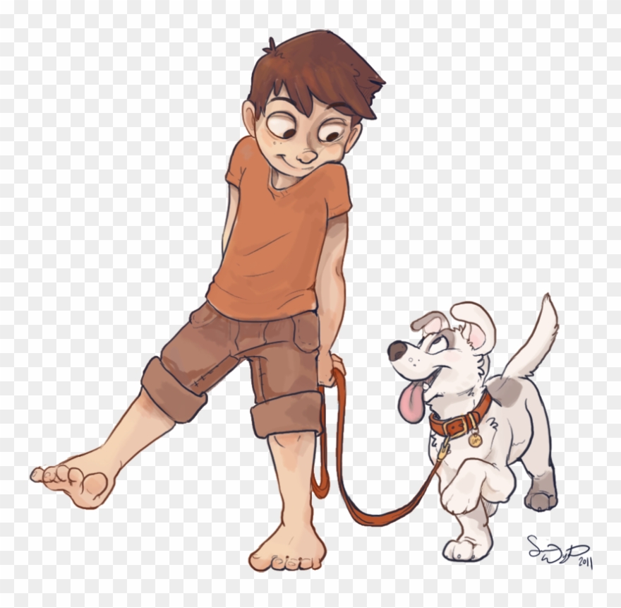 Violin Clipart 19 Girl Walking Dog Svg Transparent - Cartoon Walking Dog Transparent - Png Download