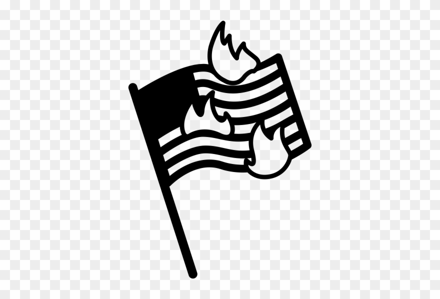 Burning Flag Rubber Stamp - American Flag Burning Icon Clipart