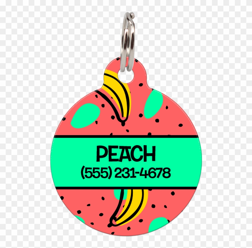 Green Bananas Personalized Dog Id Tag For Pets - Circle Clipart