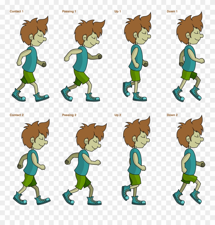8 Pose Walk Cycle - Human Clipart