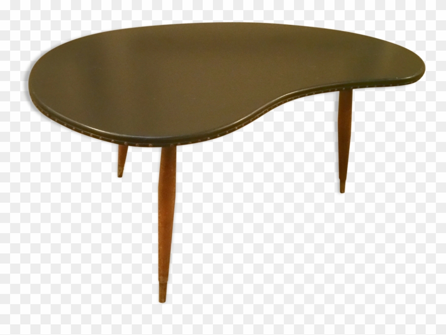Table Low Tripod 50/60s Black Skai Kidney Shape - Table Clipart