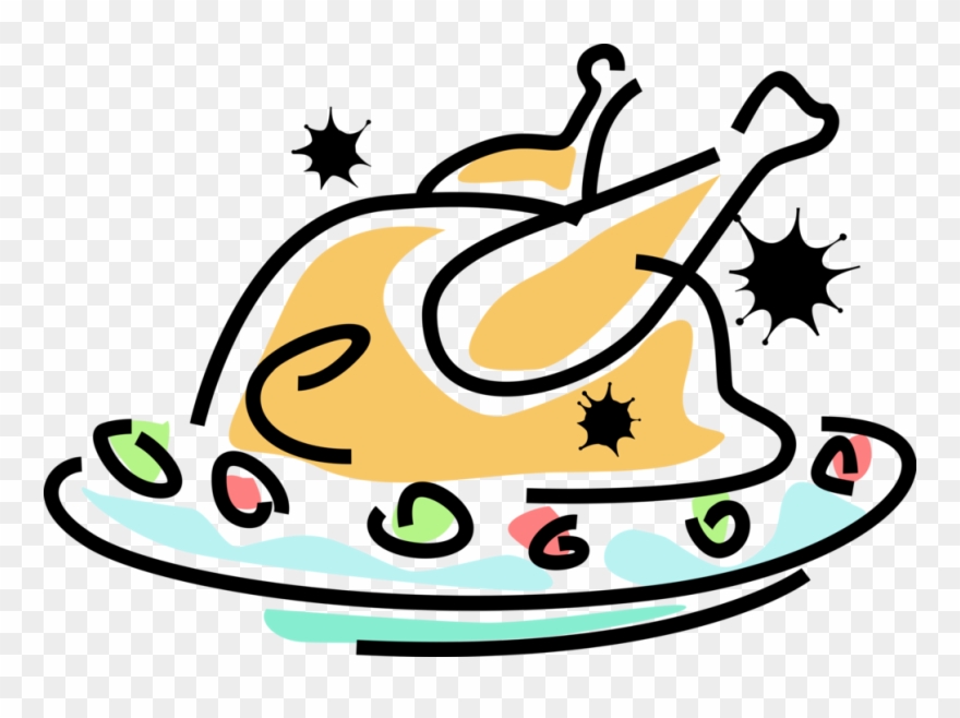 Vector Illustration Of Roast Turkey Traditional Christmas Clipart