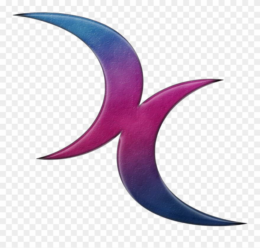 Bisexual Pride Double Crescent Moons In Pride Flag - Double Crescent Moon Tattoo Clipart