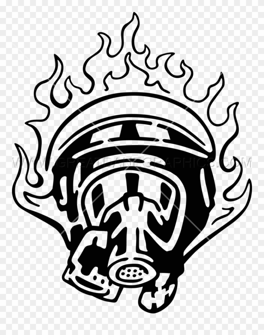 Flaming Fire Fighter Mask Clipart