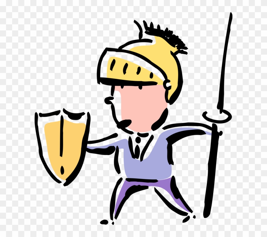 Vector Illustration Of Businessman Warrior In Medieval - Illustration Clipart