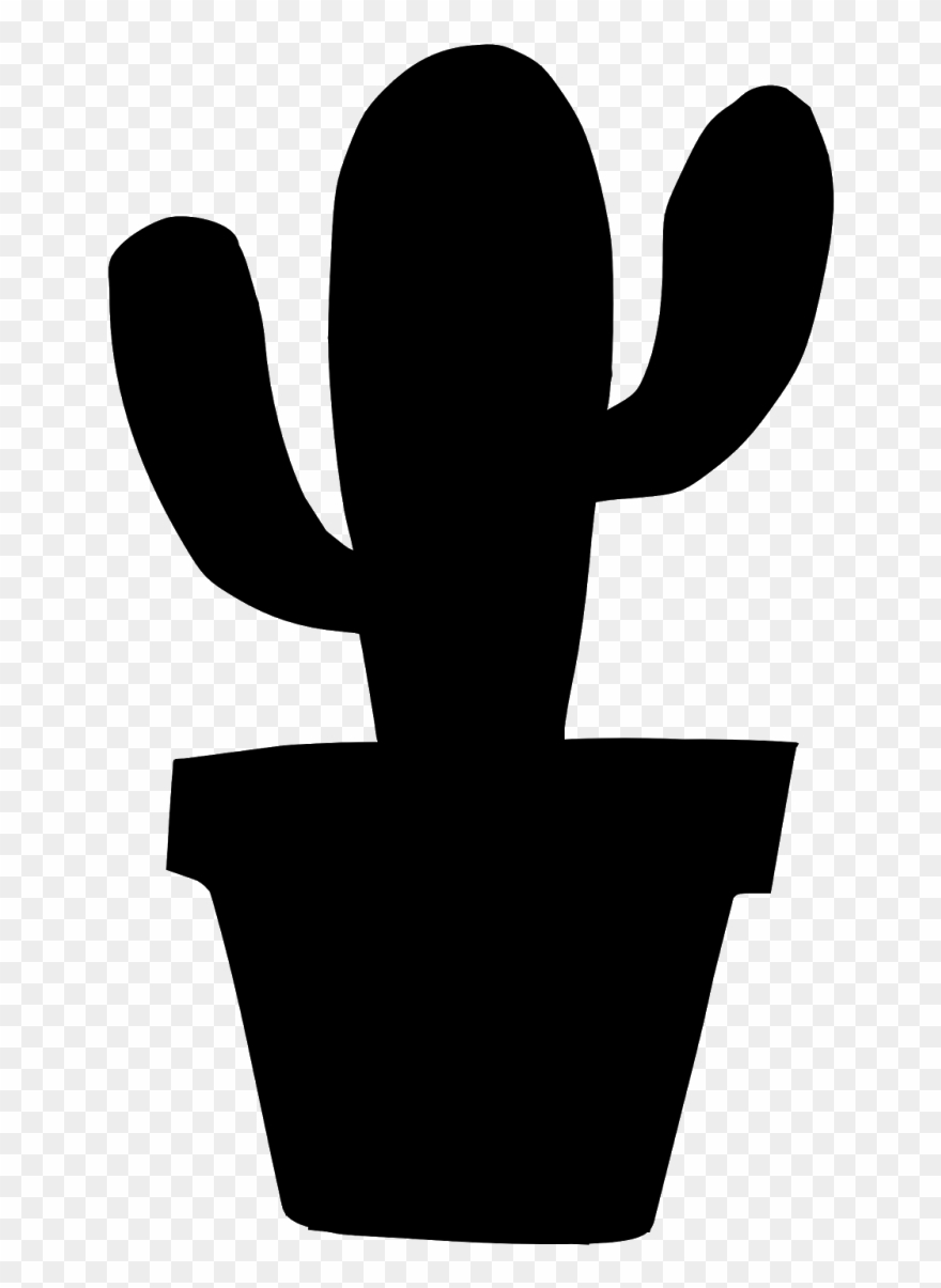Cactus Black And White Silhouette , Png Download - Cactus Clipart