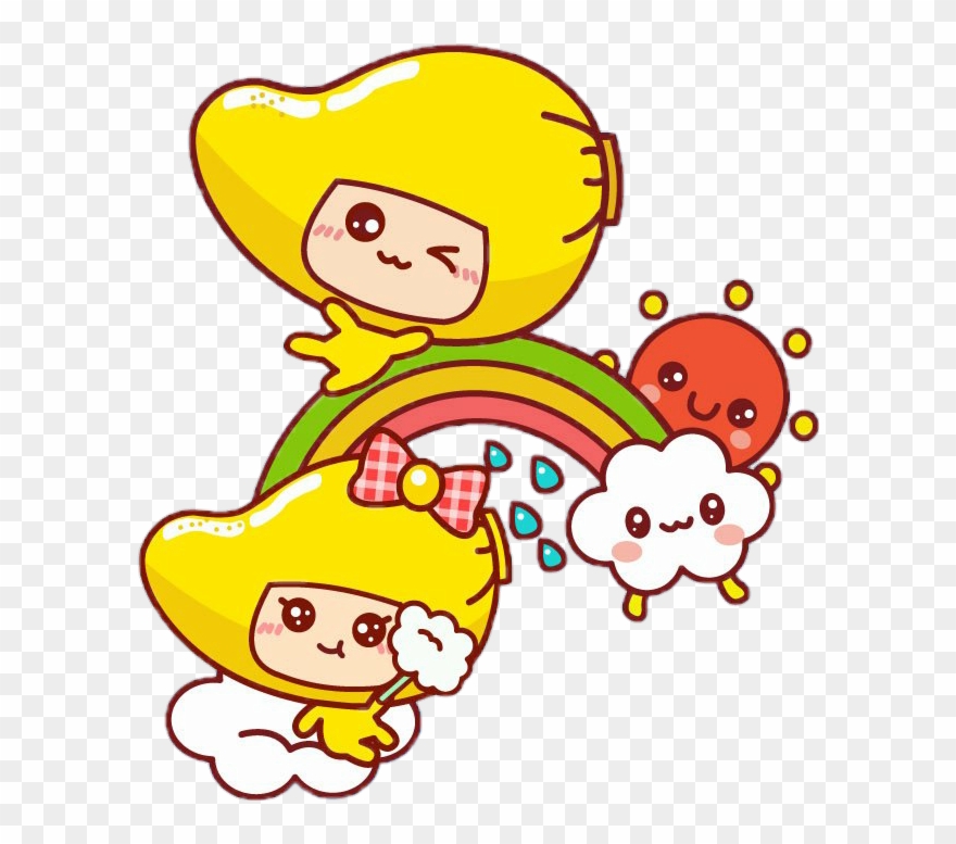 Scmango Mango Couple Rainbow Could Sun Raining Bow Clipart
