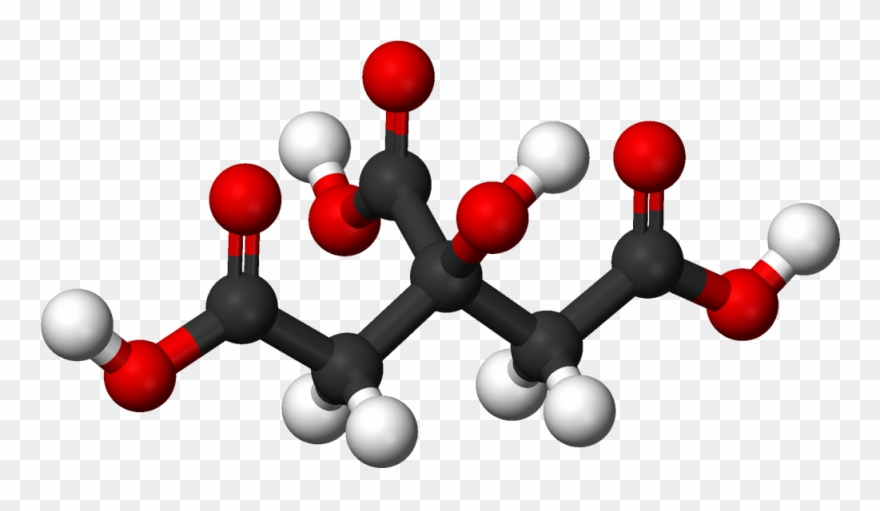 2 Hydroxypropane 1,2,3 Tricarboxylic Acid - Citric Acid Molecular Model Clipart