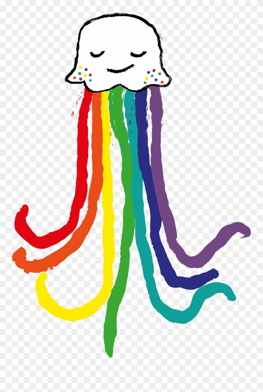 Rainbow Jelly Fish - Throw Pillow Clipart