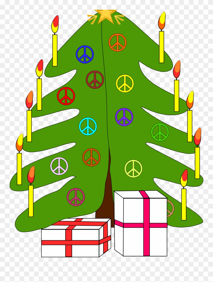 Xmas Christmas Tree 7 Peace Symbol Sign Coloring Book - Christmas Tree Throw Blanket Clipart