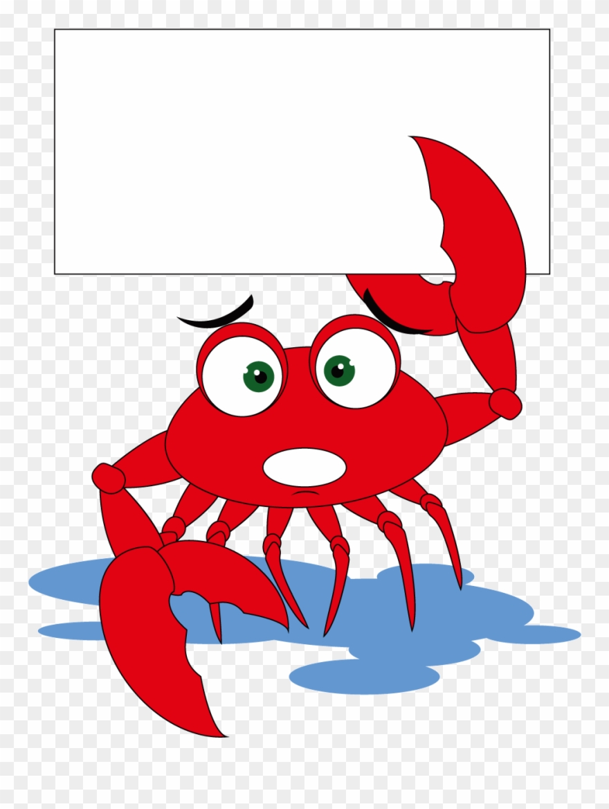 Crab Cartoon Holding A Sign Transprent - Crab Clipart