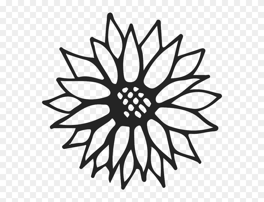 Sunflower Outline Rubber Stamp - Drawing Clipart