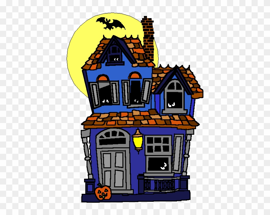 Click On The Door And The Windows To Enter - Maison Hantée Halloween Clipart