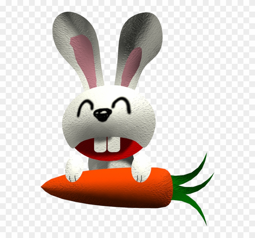 Rabbit With Carrots - Cute Cartoon Rabbit Clipart