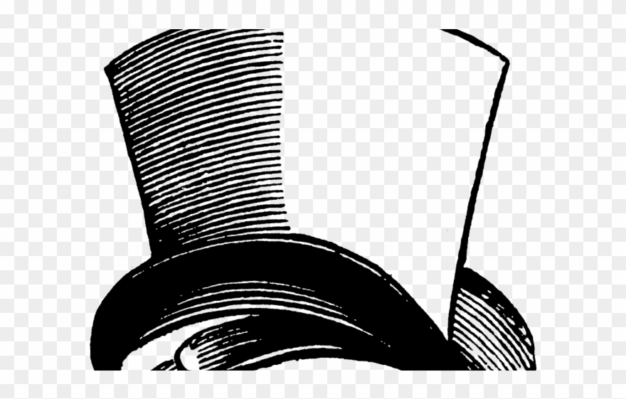 Upside Down Clipart Top Hat - Mad Hatter Hat Black And White - Png Download